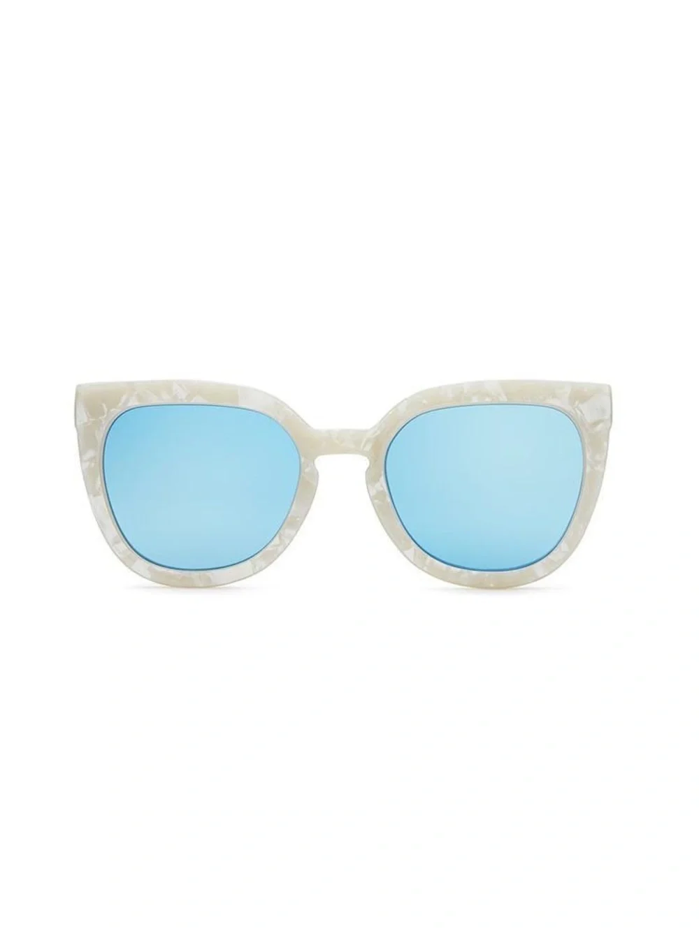 Quay Noosa Sunglasses Pearlized Cream Sunglasses with Blue Lenses